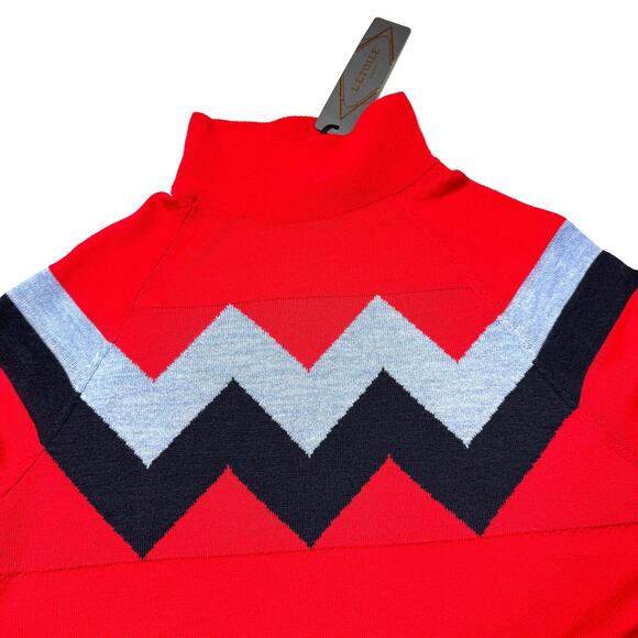 L'ETOILE Sport Chevron Mock Neck Sweater Red Size Medium NWT - Picture 5 of 8